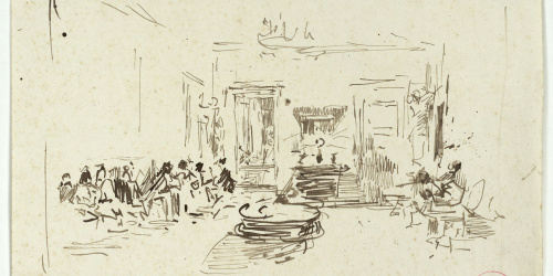 image for: Marià Fortuny - Esbós de la serenata que els deixebles de l&#039;Acadèmia de Nàpols van donar a Fortuny a vil·la Arata - Cap a 1874