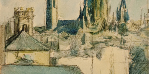 image for: Ricard Canals - Vista de Barcelona amb la catedral - Cap a 1910-1920