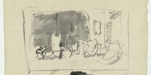 image for: Marià Fortuny - Estudi per al quadre «La vicaria» (anvers) / Esbós de figura masculina (revers) - Cap a 1868-1870