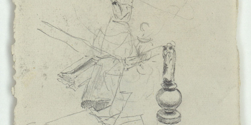 image for: Marià Fortuny - Peça d&#039;escacs i croquis inconcret (anvers) / Croquis inconcret (revers) - Cap a 1863-1872