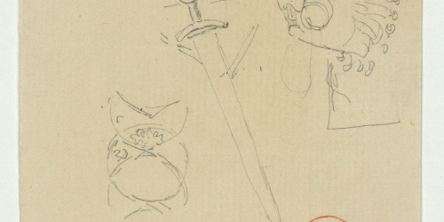 image for: Marià Fortuny - Espasa i motius ornamentals - Cap a 1867-1872