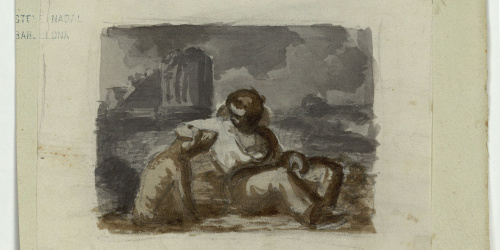 image for: Marià Fortuny - Noi amb un gos - Cap a 1855-1856