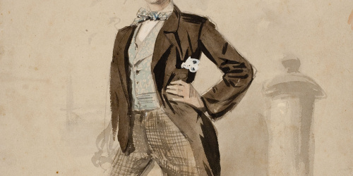 image for: Marià Fortuny - Autoretrat (anvers) / Estudi per a l&#039;aquarel·la «Sant Pau predicant davant l&#039;areòpag» (revers) - Cap a 1855