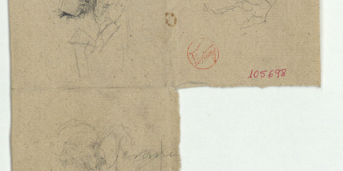 image for: Marià Fortuny - Figures (anvers) / Estudi per al quadre «Brindis de l'espasa a Sevilla» (revers) - Cap a 1870-1874