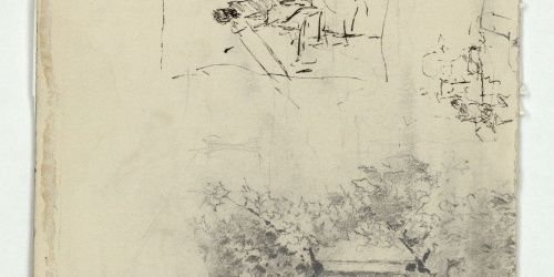 image for: Marià Fortuny - Estudi per al quadre «El jardí dels poetes» (anvers) / Estudi per al quadre «El jardí dels poetes» (revers) - Cap a 1871