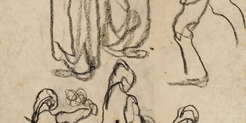 image for: Isidre Nonell - Apunt de figures (anvers) / Estudi de dos caps de perfil (revers) - Cap a 1911