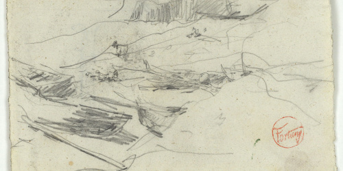 image for: Marià Fortuny - Croquis de barques (anvers) / Croquis inconcret (revers) - Cap a 1874