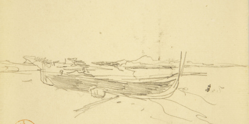 image for: Marià Fortuny - Estudi per al quadre «Platja de Portici» (anvers) / Home amb cavall (revers) - Cap a 1874