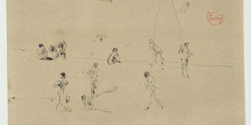 image for: Marià Fortuny - Estudi de figures a la platja - Cap a 1874