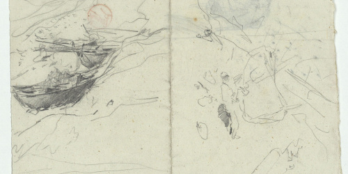 image for: Marià Fortuny - Estudi per al quadre «Platja de Portici» [?] (anvers) / Estudi per al quadre «Platja de Portici» [?] (revers) - Cap a 1874