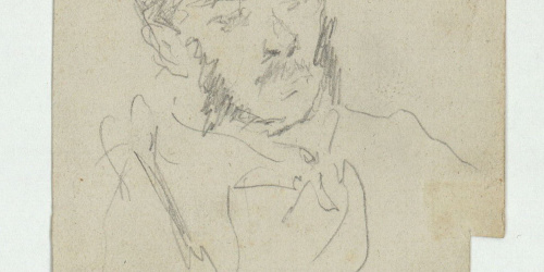 image for: Marià Fortuny - Bust masculí (anvers) / Croquis inconcret (revers) - Cap a 1863-1866