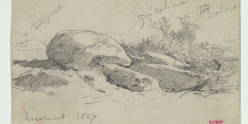 image for: Marià Fortuny - Pedres i vegetació (anvers) / Croquis inconcret (revers) - 1867