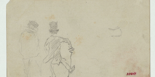 image for: Marià Fortuny - Esbós de figures masculines (anvers) / Cap masculí (soldat [?]) (revers) - Cap a 1863-1866