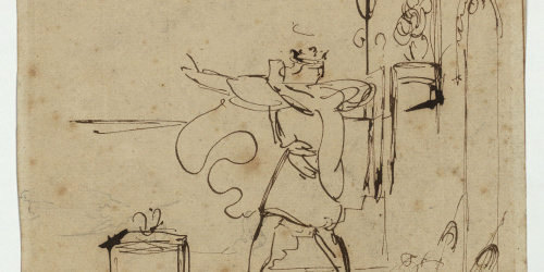 image for: Marià Fortuny - Estudi de composició (anvers) / Croquis de figures (revers) - Cap a 1856-1858