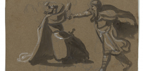 image for: Marià Fortuny - Vifredo y Salomón (anvers) / Figura masculina (revers) - Cap a 1856-1858