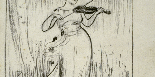 image for: Ramon Casas - Caricatura del quadre «Harmonies del bosc», de Josep Maria Tamburini - Cap a 1896