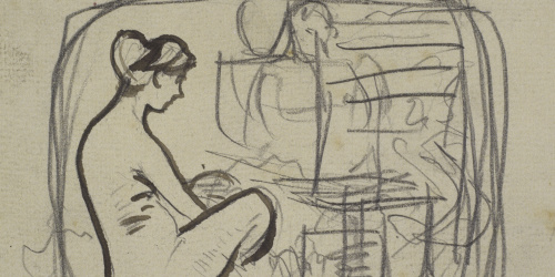 image for: Ramon Casas - Croquis de nu femení - Cap a 1890-1900