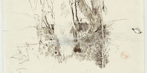 image for: Marià Fortuny - Arbres (anvers) / Barca (revers) - Cap a 1865-1874
