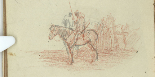 image for: Marià Fortuny - Genet marroquí a cavall (anvers) / Cotxer (revers) - Cap a 1860-1862