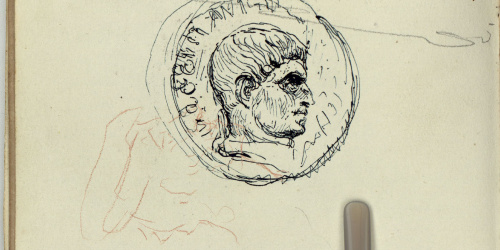 image for: Marià Fortuny - Moneda (anvers) / Basament de monòlit (revers) - Cap a 1863-1872