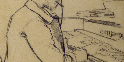 image for: Santiago Rusiñol - Erik Satie tocant l&#039;harmònium - 1891