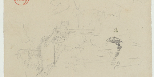 image for: Marià Fortuny - Paisatge i figura amb ombrel·la - Cap a 1867-1872