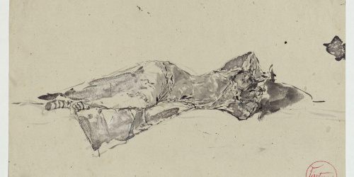 image for: Marià Fortuny - Figura femenina ajaguda - Cap a 1870-1874