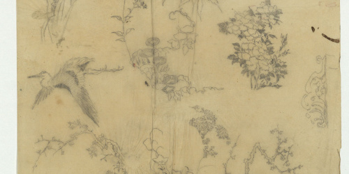 image for: Marià Fortuny - Calc de plantes i ocell - Cap a 1867-1874