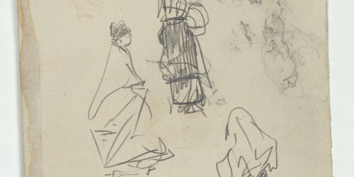 image for: Marià Fortuny - Croquis de figures (anvers) / Genet davant d&#039;un establiment (revers) - Cap a 1871