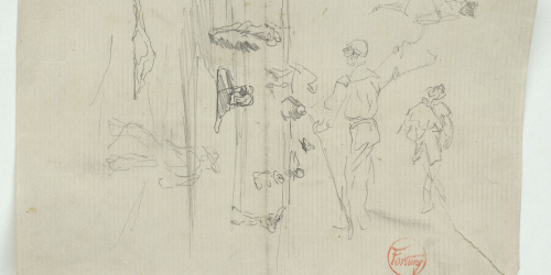 image for: Marià Fortuny - Croquis de figures masculines - Cap a 1870-1874
