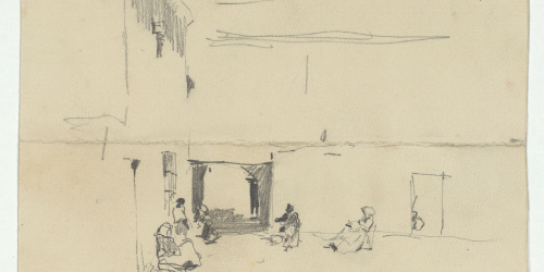 image for: Marià Fortuny - Figures femenines en un carrer o un pati interior - Cap a 1870-1872