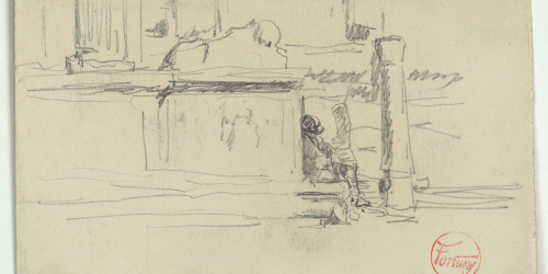 image for: Marià Fortuny - Figura asseguda al basament d'un edifici - Cap a 1867-1872