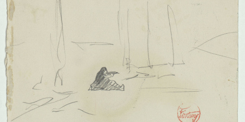 image for: Marià Fortuny - Dona asseguda a terra (anvers) / Figures assegudes (revers) - Cap a 1867-1874