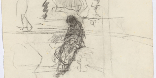 image for: Marià Fortuny - Estudi per al quadre «L'elecció de la model» (anvers) / Croquis de plantes i fulles (revers) - Cap a 1868-1870