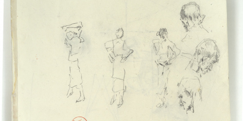 image for: Marià Fortuny - Figures i caps de vells (anvers) / Figures masculines i formes geomètriques (revers) - Cap a 1870-1872