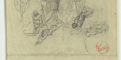 image for: Marià Fortuny - Croquis de figures (anvers) / Croquis inconcret (revers) - Cap a 1866-1872