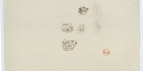 image for: Marià Fortuny - Detall de vestimentes, caps de sants i sanefa - Cap a 1867-1874