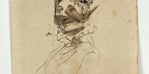 image for: Marià Fortuny - Retrat de dona (anvers) / Estudi per al quadre «La vicaria» (revers) - Cap a 1870-1874