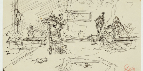 image for: Marià Fortuny - Estudi per al quadre «El jardí dels poetes» - Cap a 1871