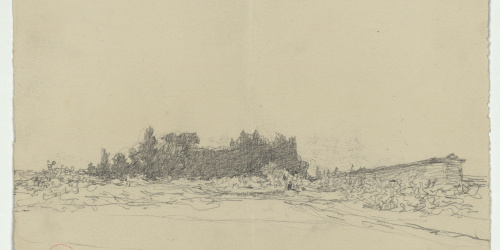 image for: Marià Fortuny - Paisatge marroquí [?] (anvers) / Esbós de cap femení (revers) - Cap a 1860-1862