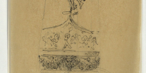 image for: Marià Fortuny - Calc de figura de musulmà i motius ornamentals d&#039;estil renaixentista - Cap a 1867-1872