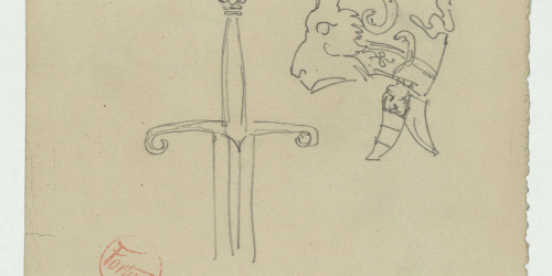image for: Marià Fortuny - Espasa i casc (anvers) / Espasa, beina i casc (revers) - Cap a 1867-1872