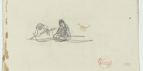 image for: Marià Fortuny - Croquis de marroquins (anvers) / Croquis d&#039;una entrada i figura (revers) - Cap a 1860-1862