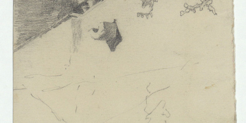 image for: Marià Fortuny - Estudi per al quadre «L&#039;Ajuntament vell de Granada» (anvers) / Esbós de casa (revers) - Cap a 1872