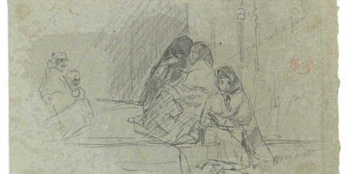 image for: Marià Fortuny - Dones assegudes a l&#039;entrada d&#039;una església - Cap a 1867-1872