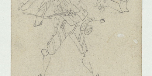 image for: Marià Fortuny - Figures masculines amb indumentària del segle XVI (anvers) / Espasa de Ferran el Catòlic (revers) - Cap a 1867-1872