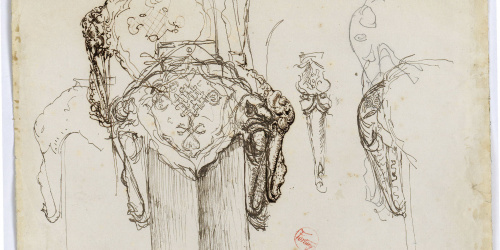 image for: Marià Fortuny - Estudi de la guarnició d&#039;una espasa d&#039;estil musulmà - Cap 1867-1872