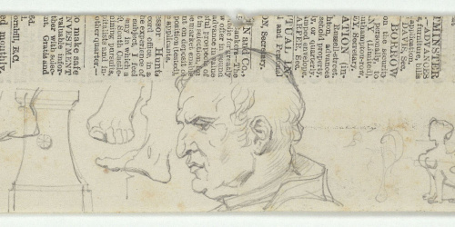 image for: Marià Fortuny - Peus, cap masculí i grifó - Cap a 1867-1872