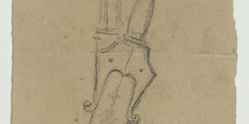 image for: Marià Fortuny - Espases d&#039;estil musulmà (anvers) / Cap masculí, sanefa i altres motius (revers) - Cap a 1863-1866