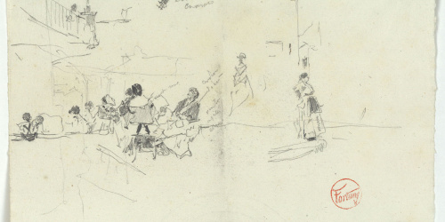 image for: Marià Fortuny - Esbós de figures en una plaça - Cap a 1870-1872